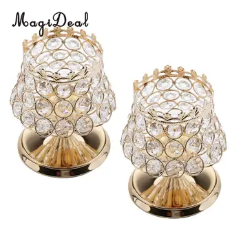 

2Pcs Goblet Shaped Romantic Crystal Votive Tealight Candle Holder Candlestick for Wedding Anniversary Candlelight Dinner Decor