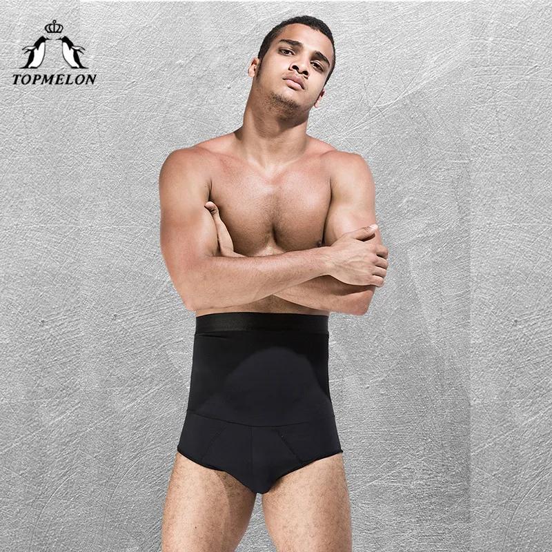 TOPMELON белье для высокой талии для мужчин Slim Fit Butt формирователь, утягивающий живот брюки трусы, шорты, боксеры черно-белые