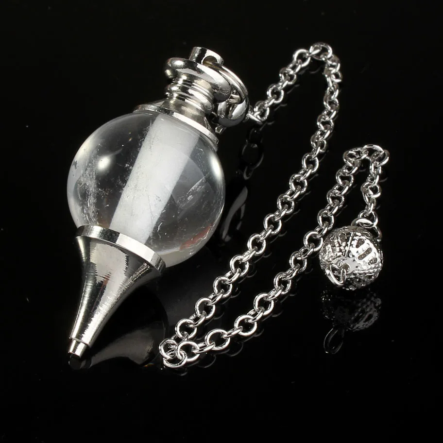 100-уникальный 1 шт. Шарм рок кристалл драгоценный камень серебристый металлический шар цепь дюбинг кулон исцеляющий маятник с чакрами подарок