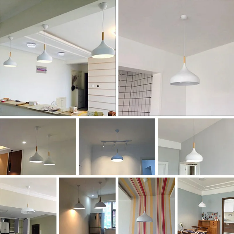 Horsten Nordic Simple Modern Pendant Lights Wood Aluminum Lampshade Industrial Lighting Loft Dining Room Pendant Lamp E27 (27)