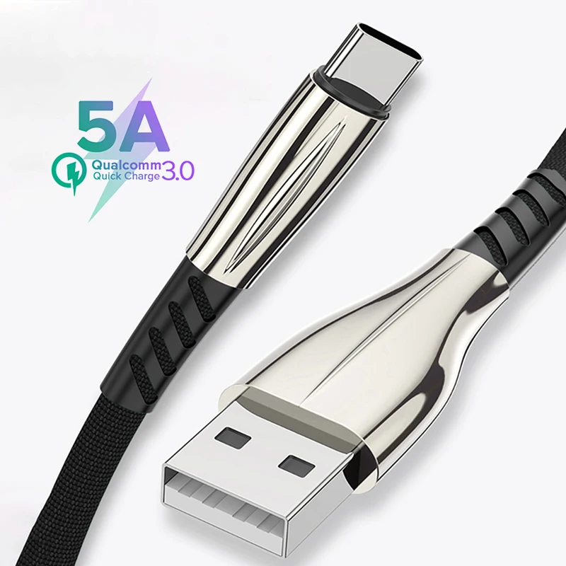 

5A USB Cable Quick Charge For iPhone 8 7 Type C Micro USB For Huawei Xiaomi Android Mobile Phone Supercharge USBC Data Cord Wire
