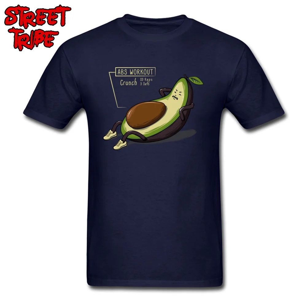 Casual Avocado Abs Workout Tshirts for Men 2018 Fashion Summer Fall Round Neck 100% Cotton Short Sleeve Tshirts Clothing Shirt Avocado Abs Workout navy