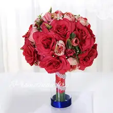 Красивый красный розовый цвет Свадебный букет невесты искусственный цветок розы свадебные букеты S146