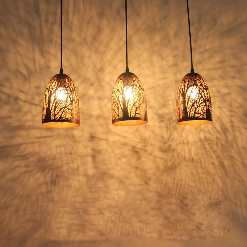 Винтажный подвесной светильник скандинавский пористый Лофт E27 светодиодный железной травления абажур бар ресторан лампа креативность стиль ржавчины подвесной светильник