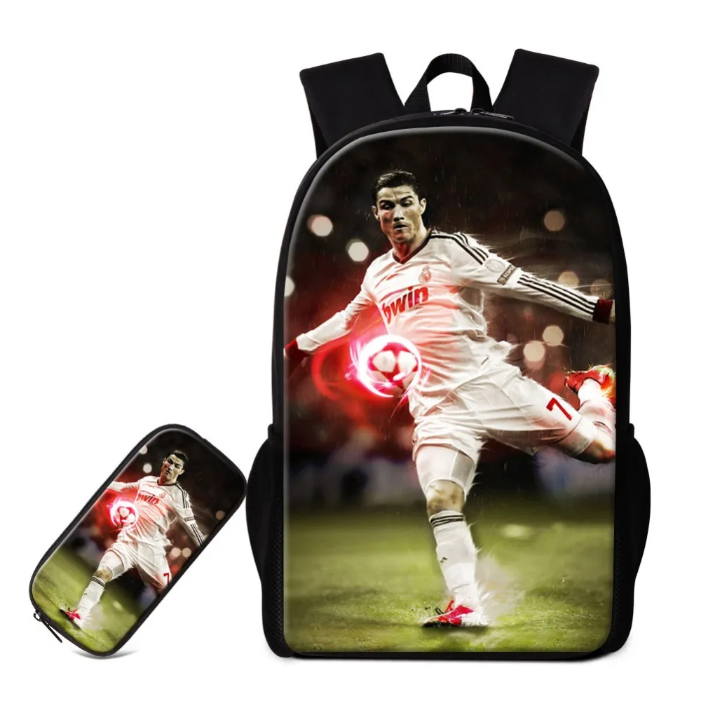 

Dispalang 2 Pcs/Set School Bags with Pencil Case Bag Footballs Star Printing on Backpack Customized Cool Knapsack for Teenagers