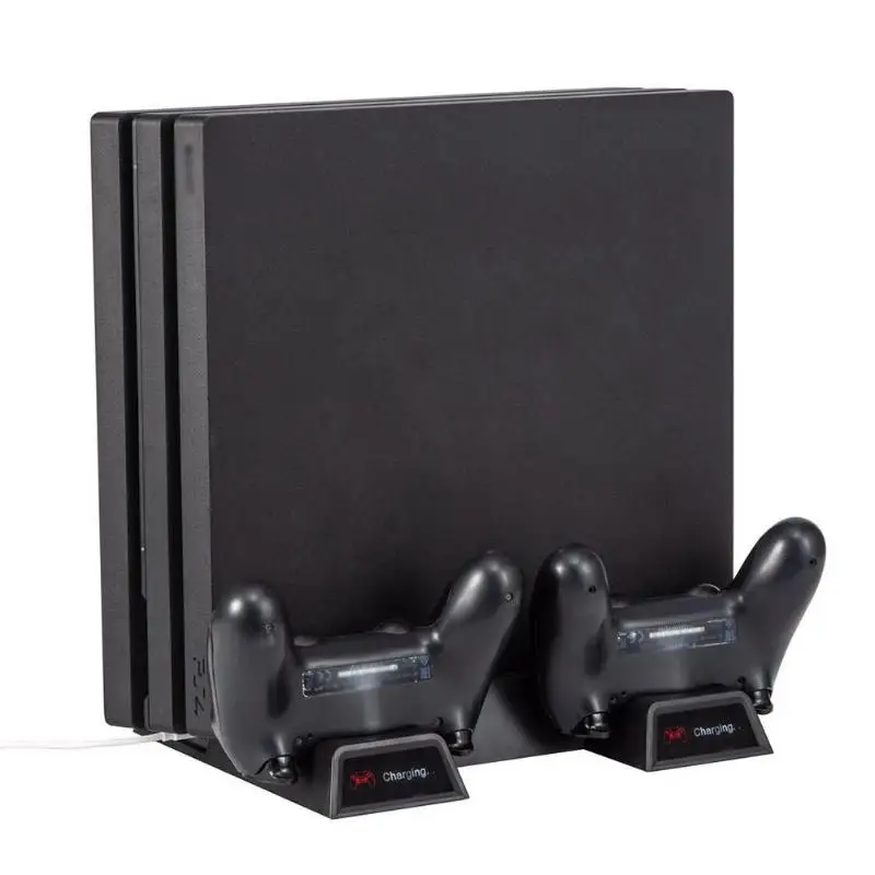 

For PS4/PS4 Slim/PS4 Pro Vertical Stand with Cooling Fan Dual Controller Charger Charging Station For SONY Playstation 4 Cooler