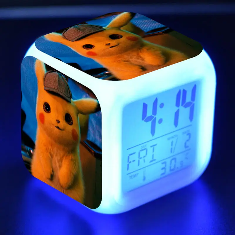 

Light-up Pokeball Model Juguetes LED Alarm Clock Colorful Flash Desk Light Detective Pikachu Anime Figure Toys