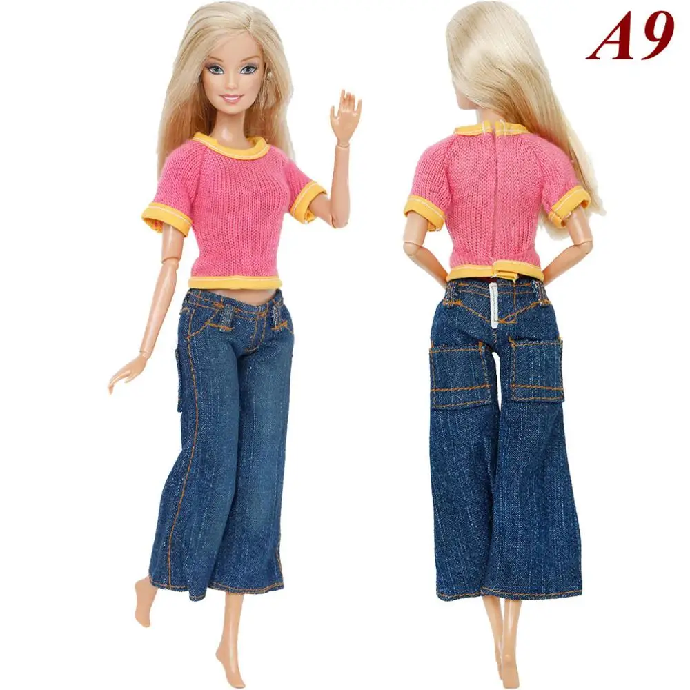 Высокое качество, модная одежда, смешанный стиль, футболка, блузка, сексуальные топы, штаны, джинсы, Одежда для куклы Барби, 12 дюймов, аксессуары для детей - Цвет: NO.A9