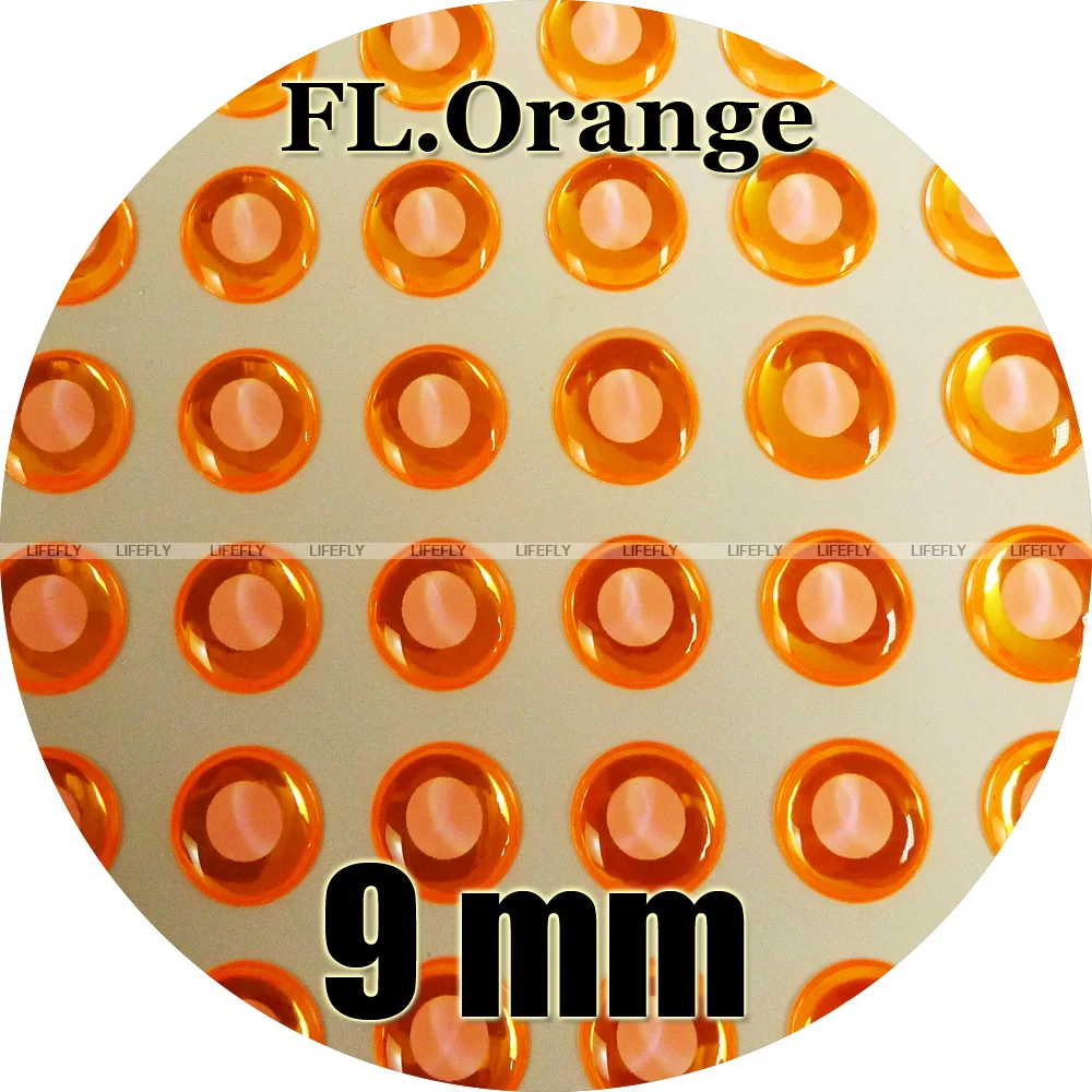 

9mm 3D Fluorescent Neon Orange (White Pupil) / Wholesale 300 Soft Molded 3D Holographic Fish Eyes, Fly Tying, Jig, Lure