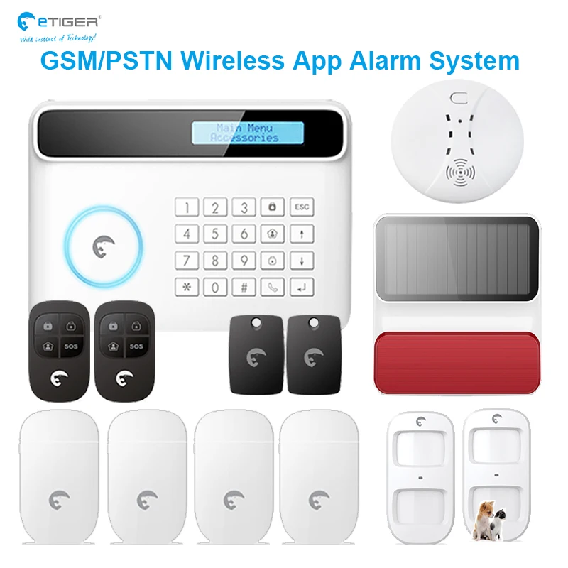 eTIGER S4 GSM/PSTN Solar Siren Tamper/Gas/Window/Door Open/Motion Alarm