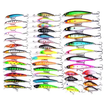 

43PCS Fishing Lure Set 6 Models Mixed Artificial Fishing Kit Minnow Fishing wobbler Lures Hard Fishing Tackle