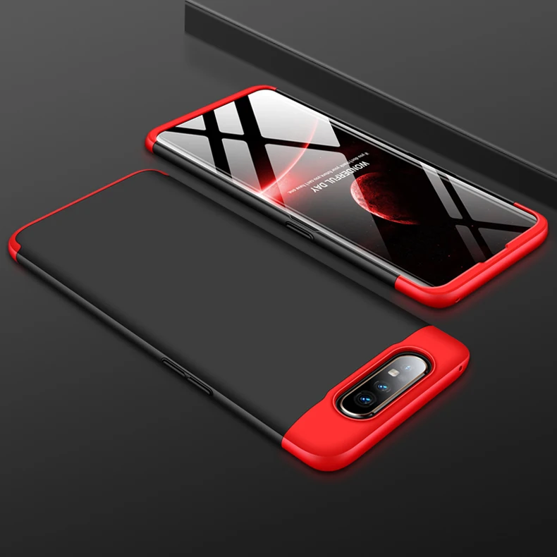 GKK 3 в 1 чехол для samsung Galaxy A80 360 полная защита антидетонационный Матовый Жесткий PC чехол для samsung A80 чехол Coque - Цвет: Red Black Red