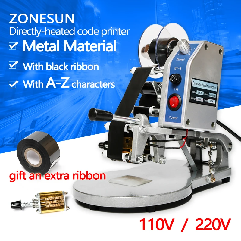 ZONESUN Direct Thermal Foil Stamp Printer Coding Machine Date Ribbon