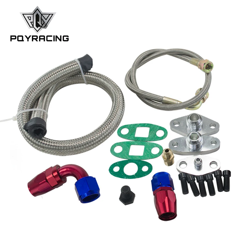 PQY- Oil Feed Line Drain Fitting Flange Kit For Toyota Supra 1JZGTE 2JZGTE 1JZ/2JZ Single Turbo PQY-TOL22