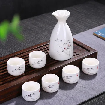 

7pcs set Porcelain Win Dispenser Pot Cups Creative Design Exquisite Practical Business Gift Chinese Wine Sets Gifts Box