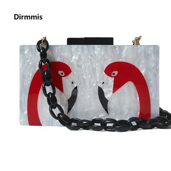 

Brand Fashion Woman Vintage Elegant Handbags Woman Evening Bag Marble White Acrylic Double Flamingo Casual Cute Casual Clutch