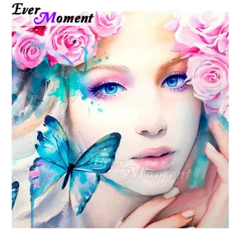 

Ever Moment Diamond Painting 5D DIY Girl Flower Butterfly Wall Hobby Cross Stitch Home Diamond Embroidery Mosaic Full S2F2179