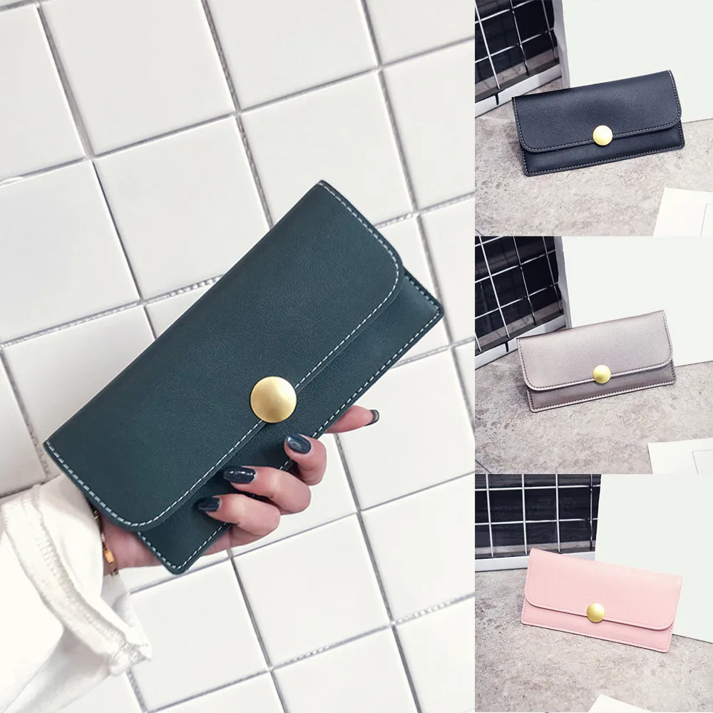 Женский кошелек с простой застежкой Aelicy однотонный Кожаный клатч 2019|wallet leather|long