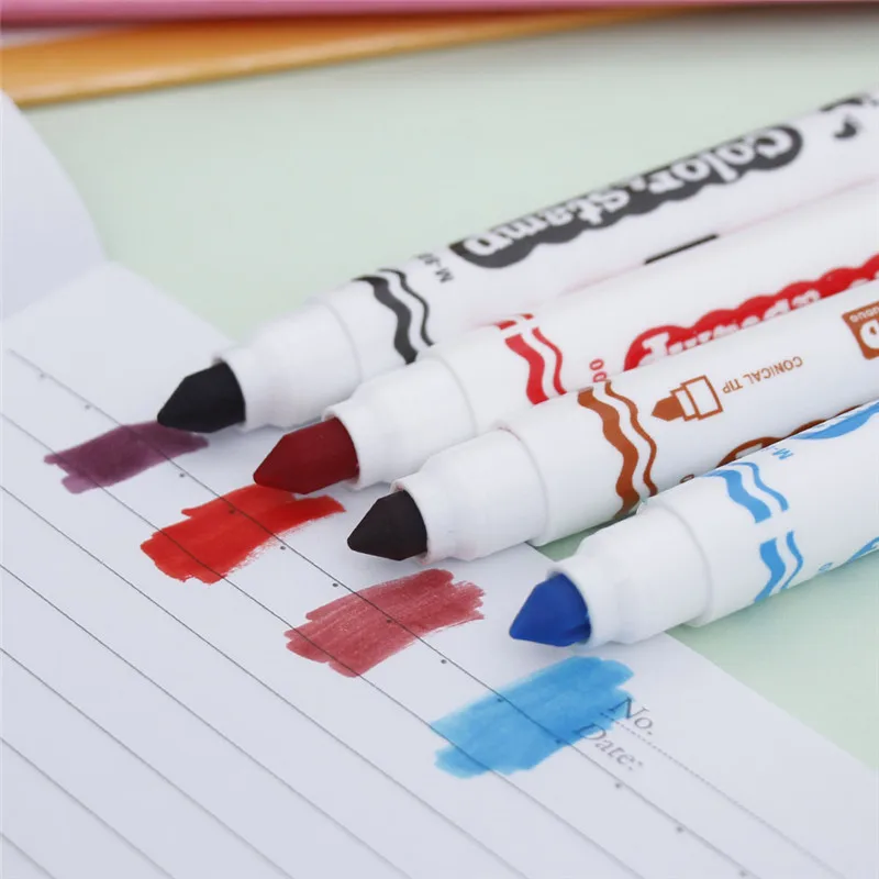 Креативный цветной двойной маркер со штампом флуоресцентные корейские Ручки Маркеры для рисования