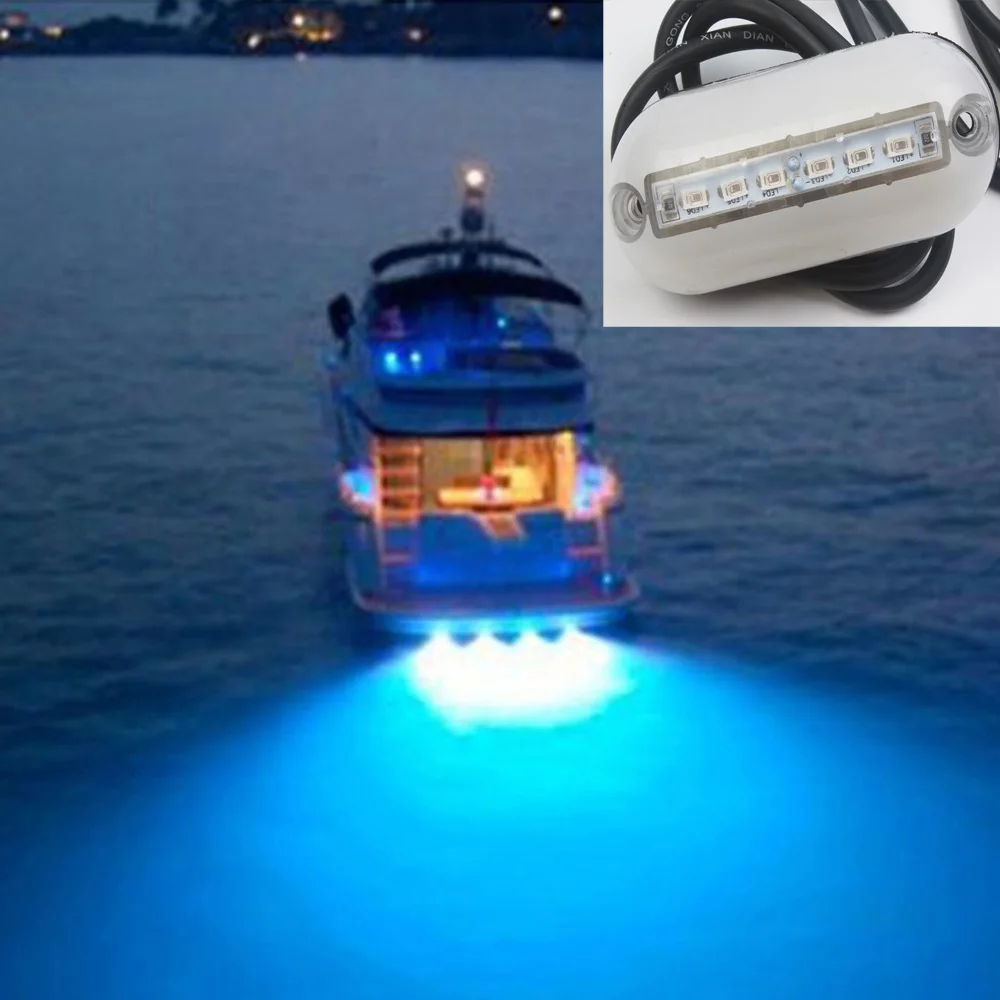 12V морской лодка Yatch подводный светильник 6LED бассейн пруд пейзаж лампа красный/синий/зеленый