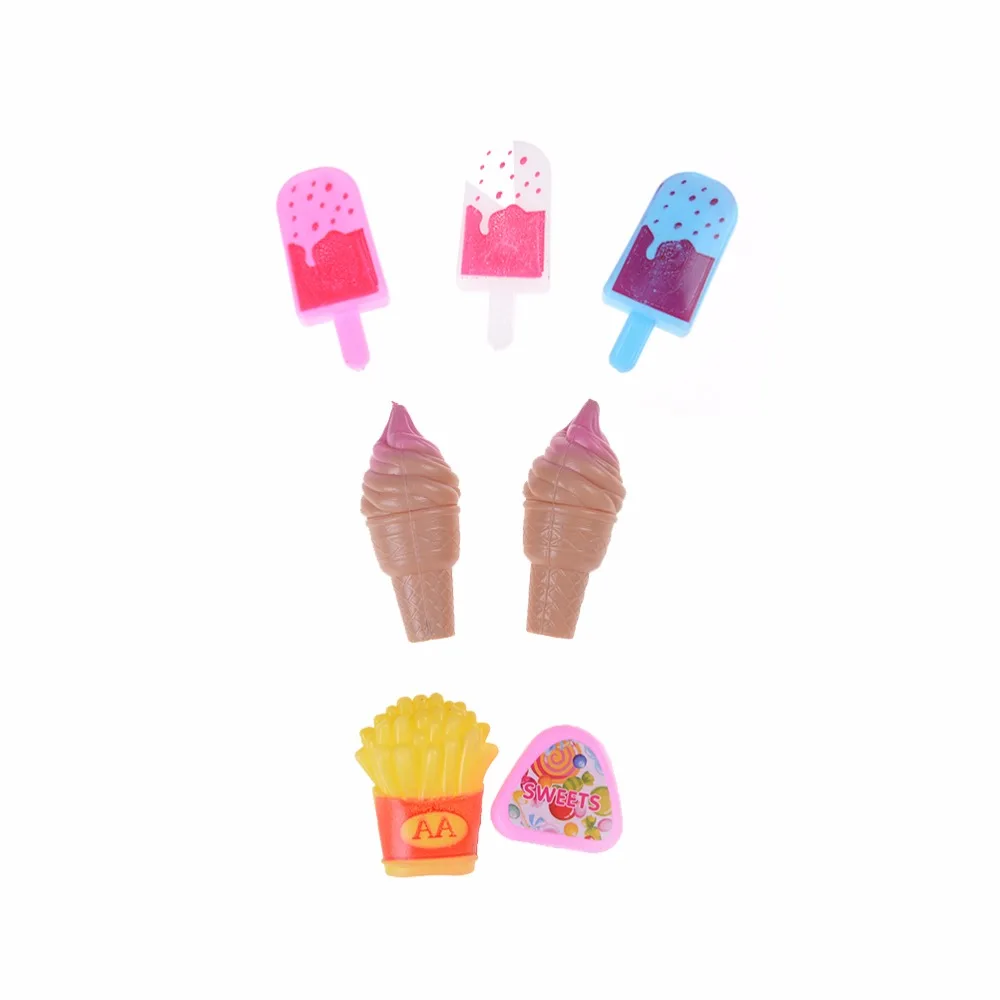 

1 set Mini Ice Cream Popsicle Potato Chips Sugar For Doll Doll House Dollhouse Food Decor Gift For Girls