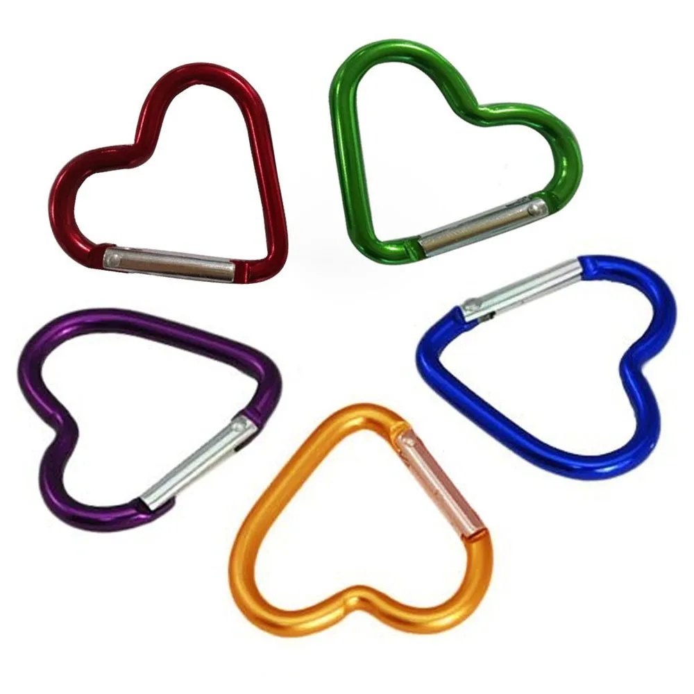 five different colorful carabiners