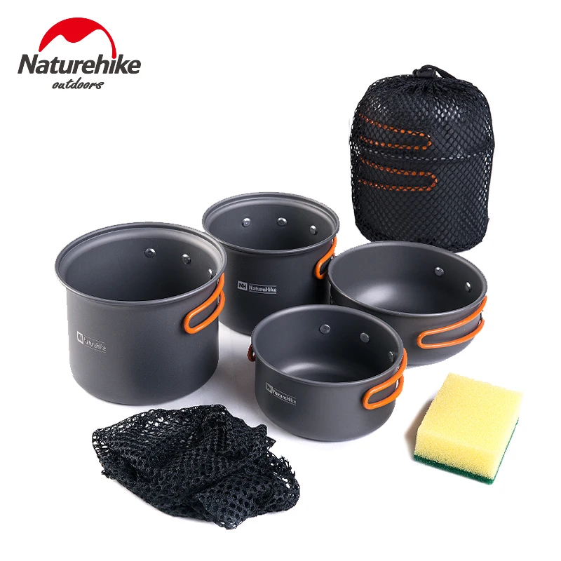 

Naturhike -New Ultralight Outdoor Camping Cookware Utensils Four Combination Cookware Tableware For Picnic Bowl Pot Pan Set