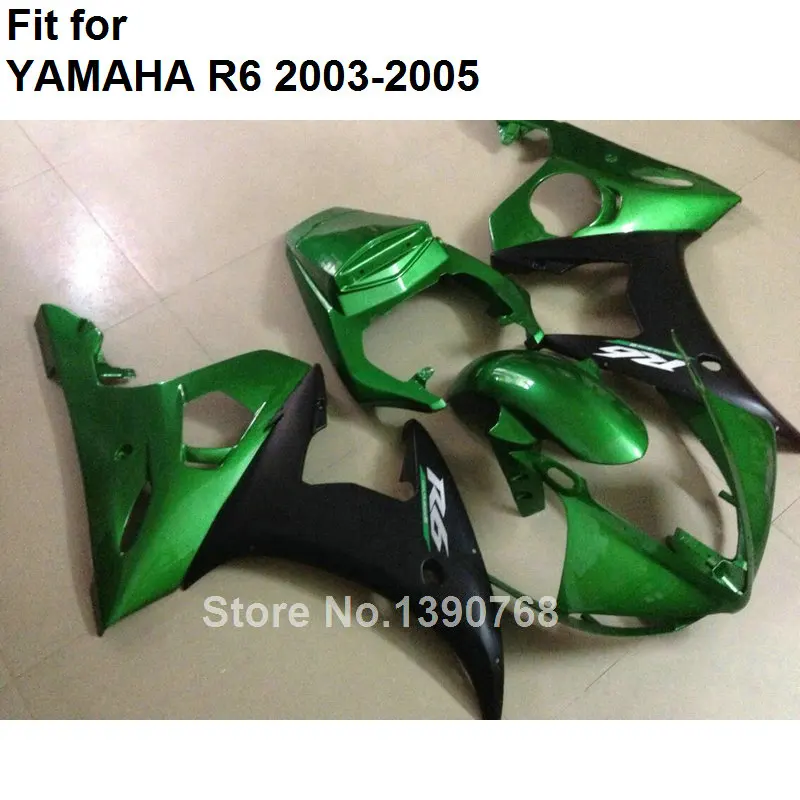Обтекатель кузова Комплект для YAMAHA металлик Зеленый Черный R6 2003 2004 2005 Обтекатели