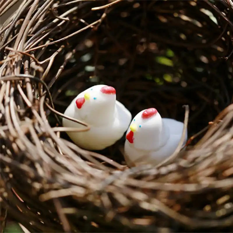 Zocdou 4 peças galinha branca galo frango chook pollo modelo pequena estátua estatueta artesanato figura ornamento miniaturas casa decoração diy