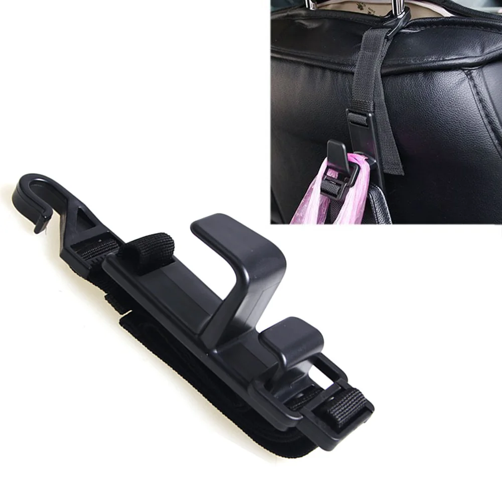 

Universal Car Hanger Bag Organizer Hook Seat Headrest Holder Black Accessory Clip Cloth Grocery Storage Auto Fastener Black