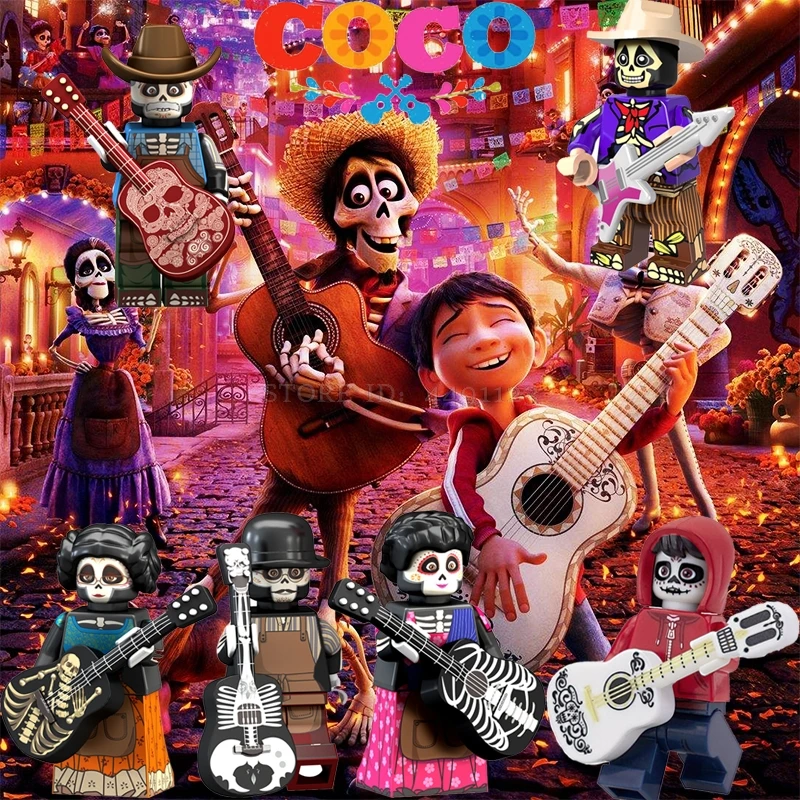 

Toys Blocks Anime Movie Figure Coco Miguel Elvis Kiss Monroe Michael Ringo Starr Singer Punk SpiderMan Punk Deadpool Block Toy