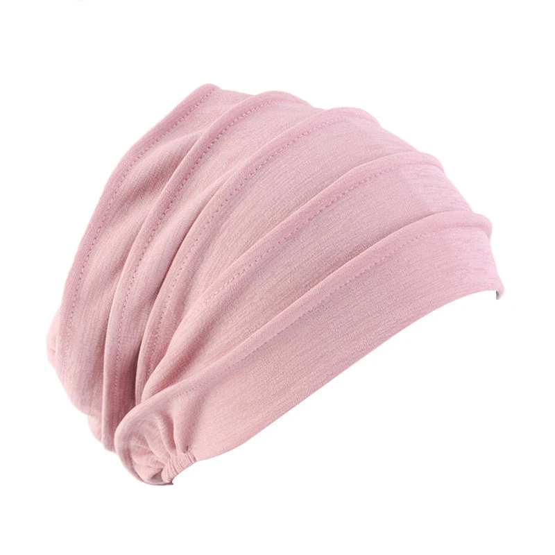 Новая женская мягкая удобная Кепка chemo и тюрбан для сна шапка с подкладкой для раковых выпадений волос хлопковый головной убор аксессуары для волос - Цвет: Розовый