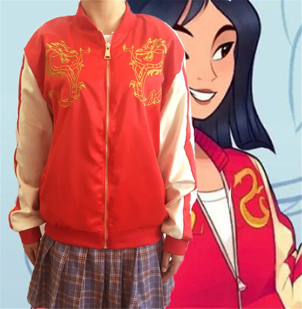 

2018 Wreck It Ralph Princess Mulan Jacket Cartoon Ralph Breaks The Internet Mulan Mushu Dragon Cosplay Coat Women Daily Costume