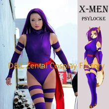 Free Shipping DHL 2016 Sexy X- Men Psylocke Elizabeth Betsy Braddock Costume Purple Shiny Metallic Halloween Cosplay Costume