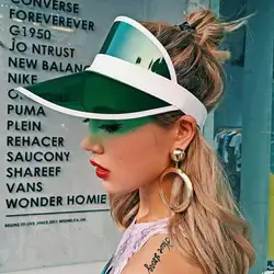 Популярные унисекс женские мужские прозрачные летние солнцезащитные шапки козырек вечерние повседневные прозрачные пластиковые