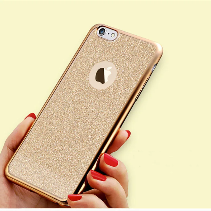 2016 Luxury Ultra Thin Rubber Plating Glitter+Electroplating TPU Soft Mobile Phone Case For iPhone 6 6s Plus Cover bag