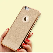 2016 luxo chapeamento glitter + galvanoplastia de borracha ultra fino tpu macio caixa do telefone móvel para iphone 6 6 s plus tampa saco