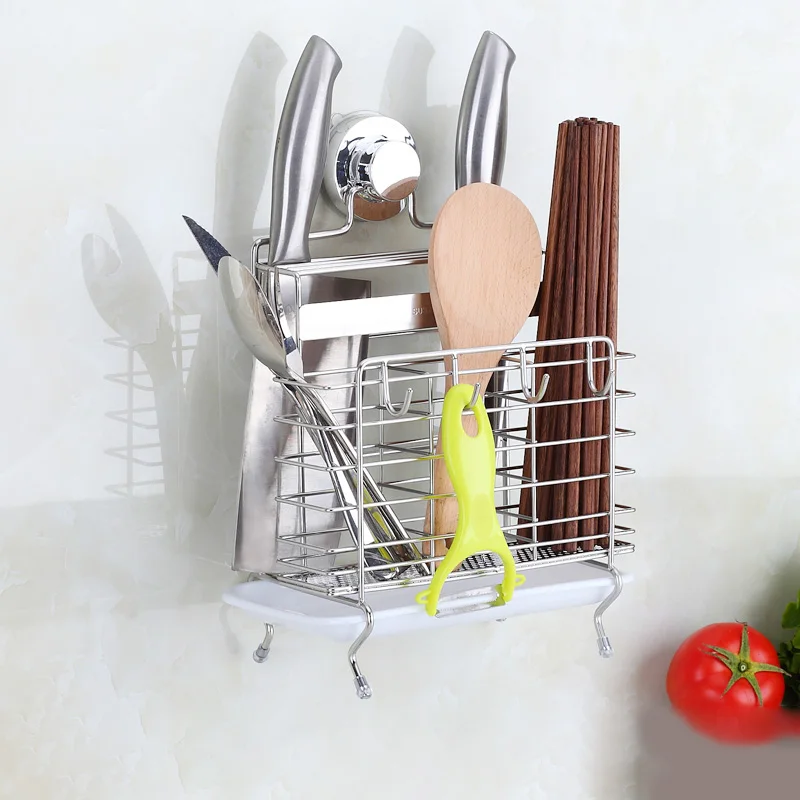 Stainless steel hanging chopstick cage floor type fork spoon holder knife rack reinforced kitchen supplies cutlery organizer