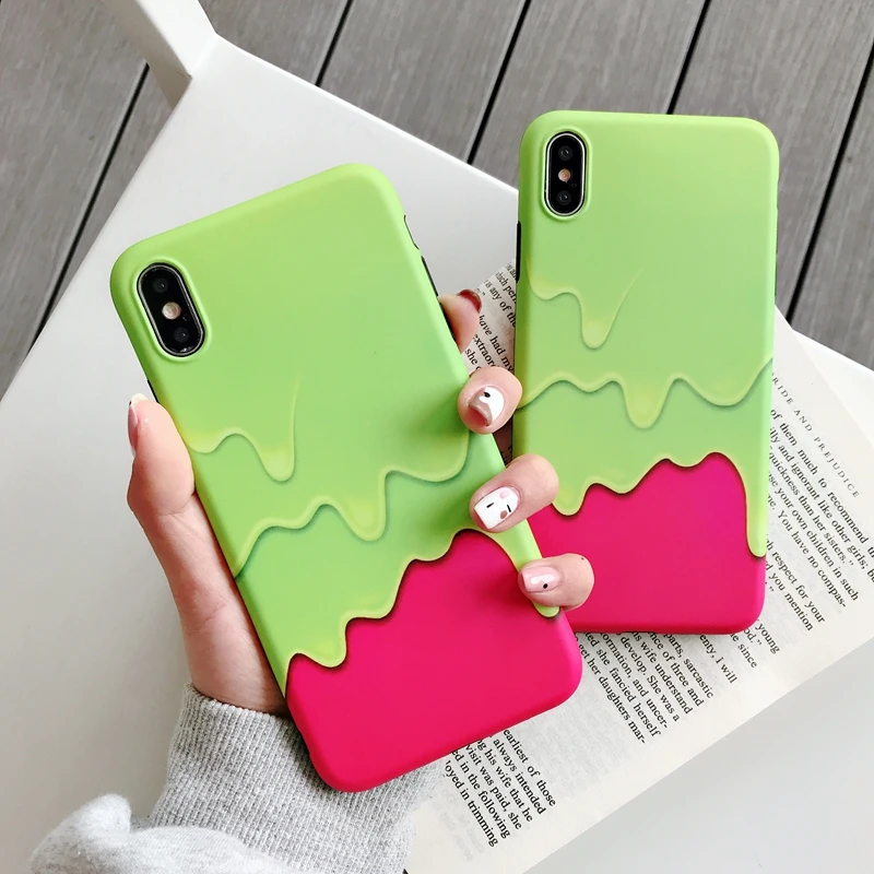 

Fashion Ice Cream Splice Color Pattern Phone Case For On iPhone X XR XS Max Case For iPhone 6 6S 7 8 Plus Soft Cover IMD Case