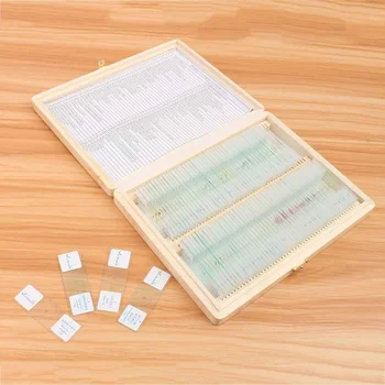 

100Pcs Portable Microscope Glass Slides Sample Glass Prepared Basic Science Biological Specimen Cover Slips Wood Storage Box