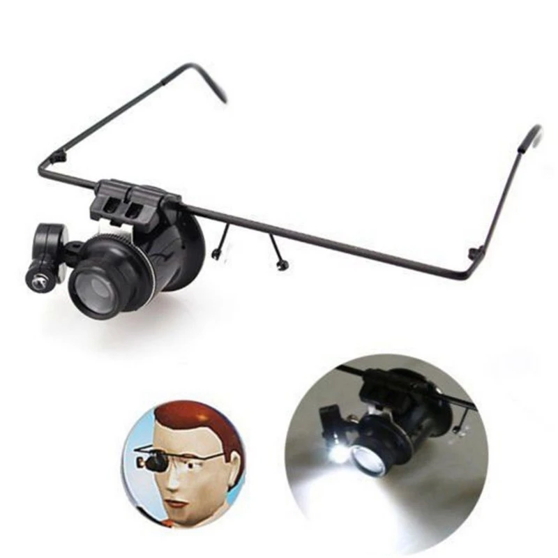 20X Multiple LED Magnifier Single Eye Glasses Loupe Lens Watch Clock