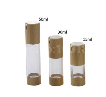 

10pcs/lot 15ml 30ml 50ml AS Bamboo Cosmetic Airless Bottle DIY Transparent Vacuum Lotion/Emulsion Press Pump Packing Container
