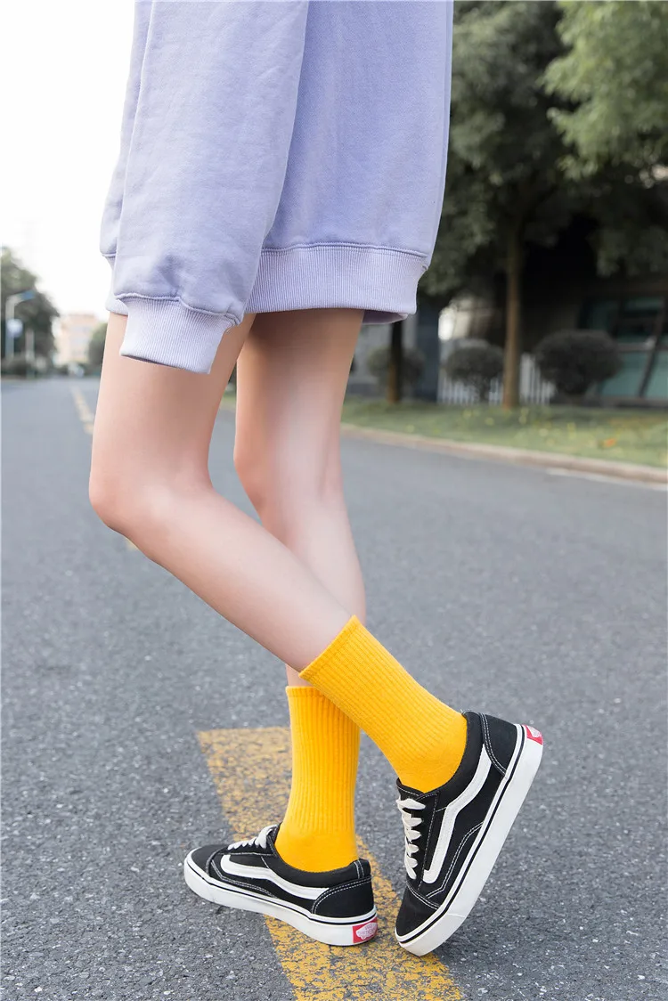 Унисекс радужного цвета мужские носки 100 хлопок Harajuku цветные яркие средние Носки мужские стандартные 1 пара