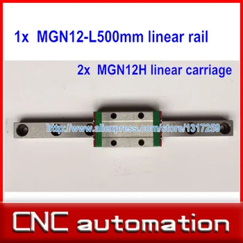 

12mm linear guide MGN12 L 500mm linear rail with 2pcs MGN12H linear carriages block for CNC DIY and 3D printer XYZ cnc