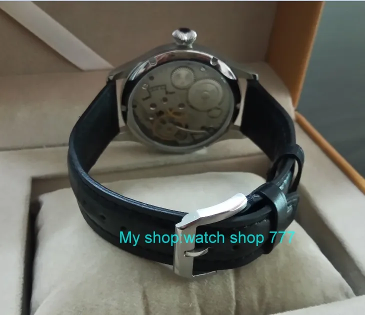 Зеленые светящиеся 44 мм parnis 6498/ST3621 17 jewels механические ручные ветер движение