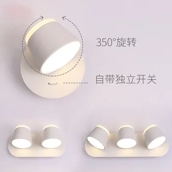 

Nordic simple bedroom bedside LED reading lamp with switch adjustable angle comfortable upper and lower luminescent wall lamp