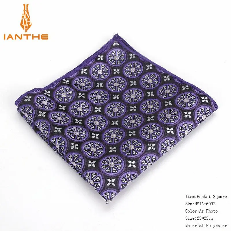 Мужской платок полиэфирный тканый клетчатый цветочный узор Hanky Бизнес Повседневный Карманный квадратный для мужчин полотенце для сундуков Свадебные Hankies - Цвет: Photo Colors
