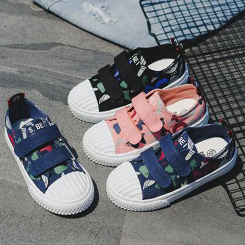 

Boys' Children Baby Girls' Flats Canvas Shoes Camouflage Printed Hook Loop Single Shoes Breathable Rubber Non-slip Hard-wearing