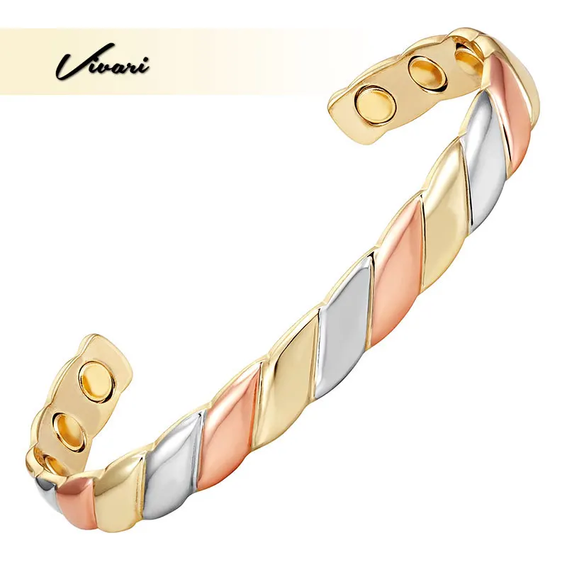 

Vivari 6Pcs Magnets 99.9% Copper Bracelets Bangles For Women 3-Tone Color Bangle Bracelets Natural Relief of Arthritis, Join