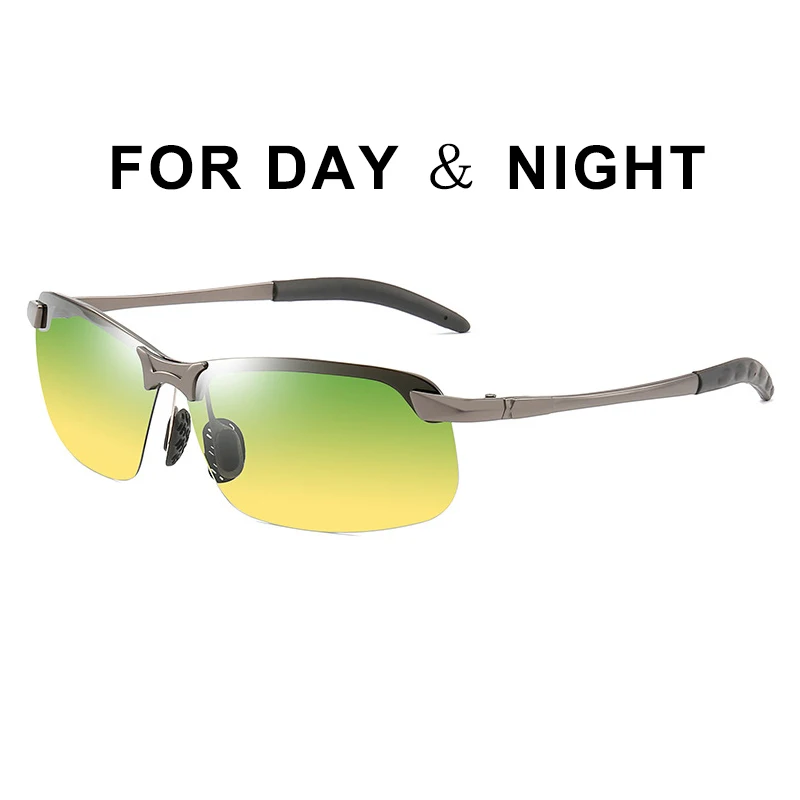 День солнечные очки ночного видения Для мужчин Брендовая Дизайнерская обувь поляризированная накладка на автомобиль водителей Мужской безопасности для вождения, рыбной ловли, UV400 очки - Цвет оправы: C4